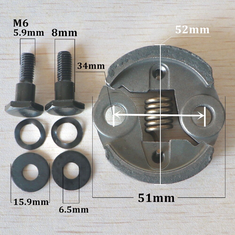 Ensemble d'embrayages pour débroussailleuse, 2 temps 34F, avec vis