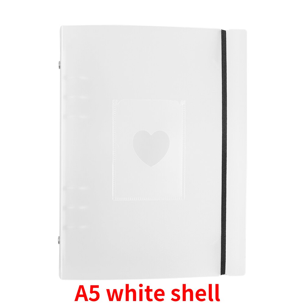 Coloffice PP Matte Transparent A4 B5 A5 Holes Loose-Leaf Notebook Case Inner Page Notebook Shell Office School Supplies: White shell