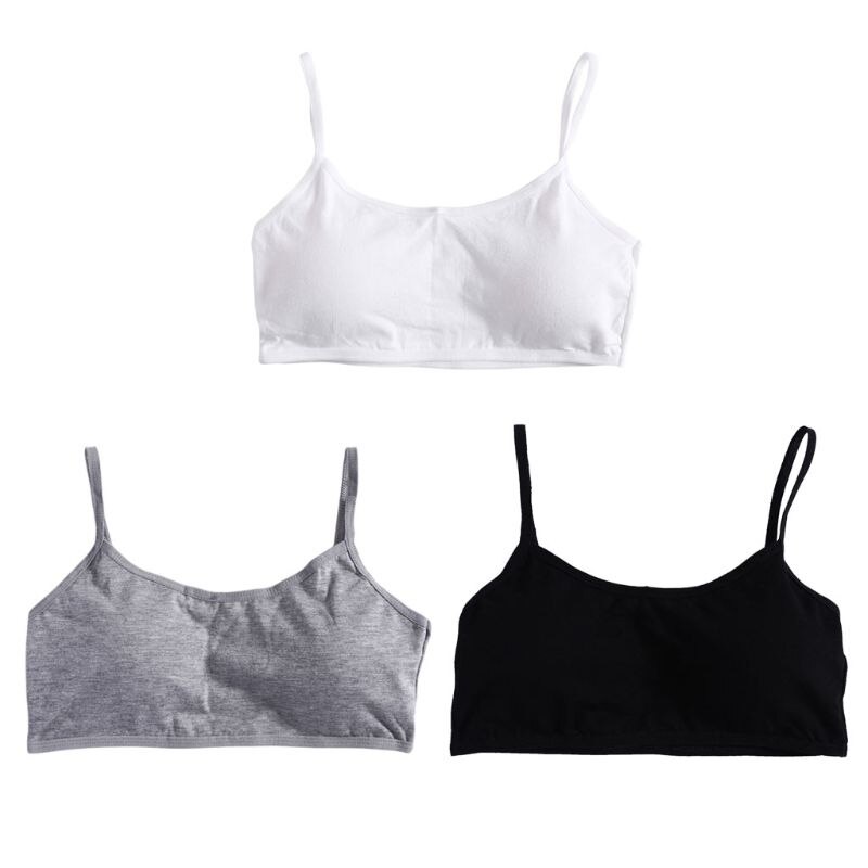 3pcs Girls Underwear Cotton Bras Girls Sports Bra Breathable Teens Training Bra 24BE