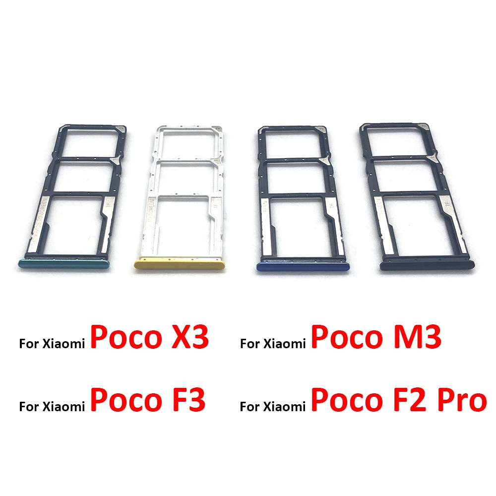 SIM Tray Holder For Xiaomi Poco X3 NFC M3 F3 F2 Pro Sim Card Tray Slot Holder Adapter Socket Repair Parts