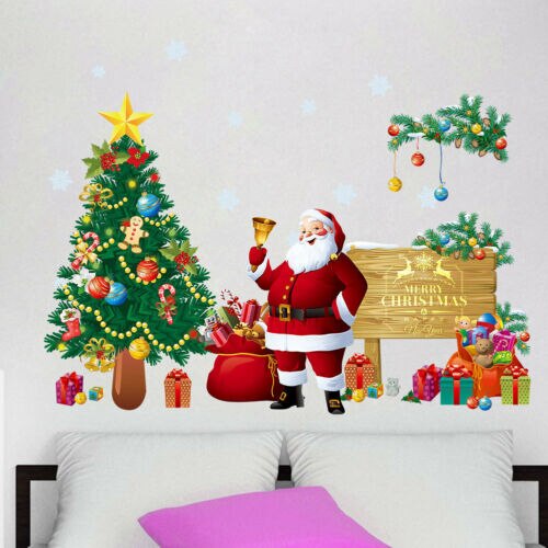 Flat wall stickers Santa Claus Christmas Wall Stickers Wall Decal Removable Art Window Wall Decor