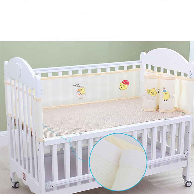 Ademend Mesh Zomer Baby Beddengoed Bumper Anti-Collision Crib Liner Afneembare Baby Bed Set Bed Rond Protector Veiligheid Rail