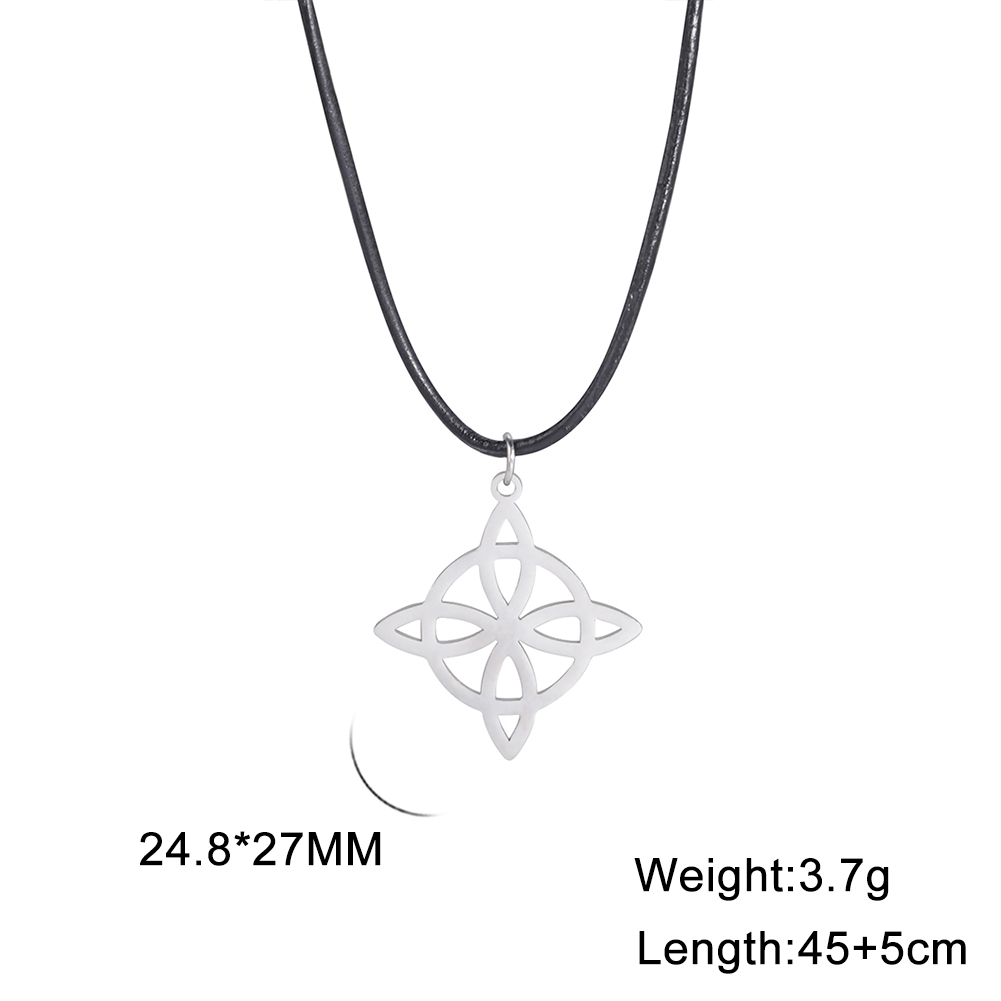 Clásico collar de nudo de bruja la Trinidad de la Media Luna masculina y femenina une amuleto de buena suerte joyas de acero inoxidable Amuleto de protección celta navideños de año