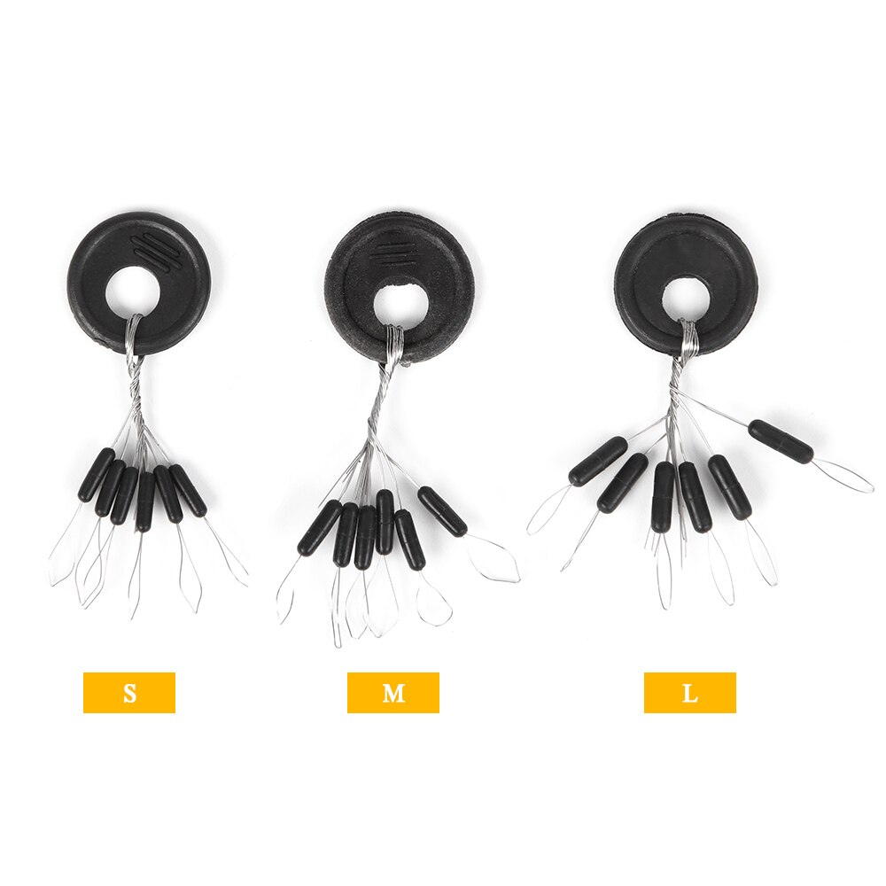 50 stk fiskeprop s -6mm /  m -7mm /  l -7.5mm sort gummiprop fiskeri flydeplads bønneprop flydestoppestop
