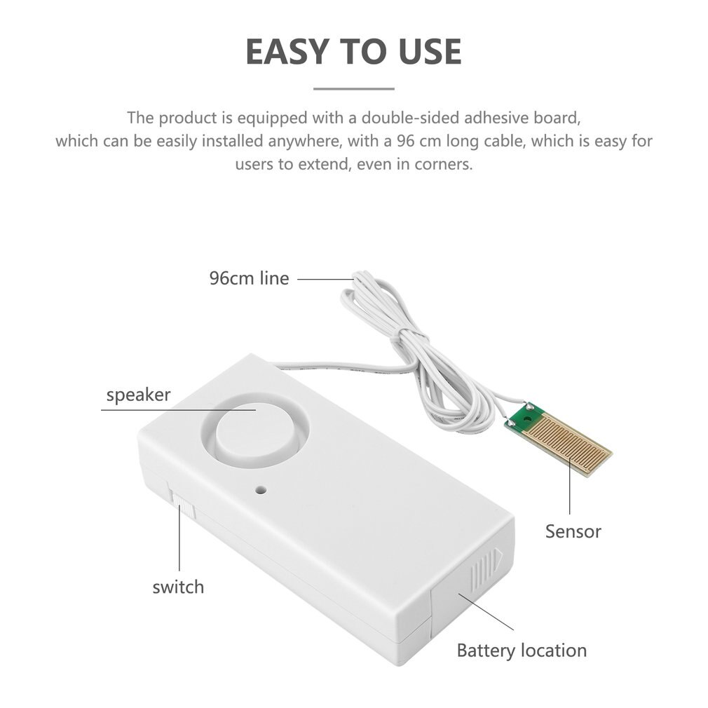 Water Leakage Alarm Detector 130dB Water Leak Sensor Detection Flood Alert Overflow Home Security Alarm System