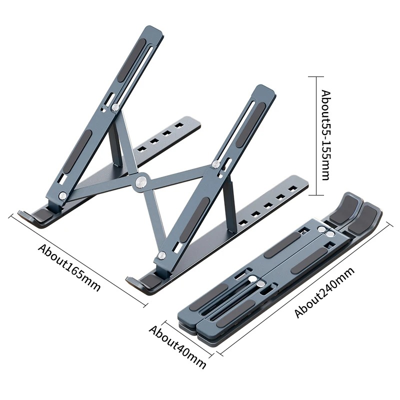Faltbarer Laptop-Ständer, verstellbar, tragbar, Notizbuch-Halterung, Stützbasis, Halterung aus Aluminiumlegierung für MacBook, Laptop, PC-Zubehör