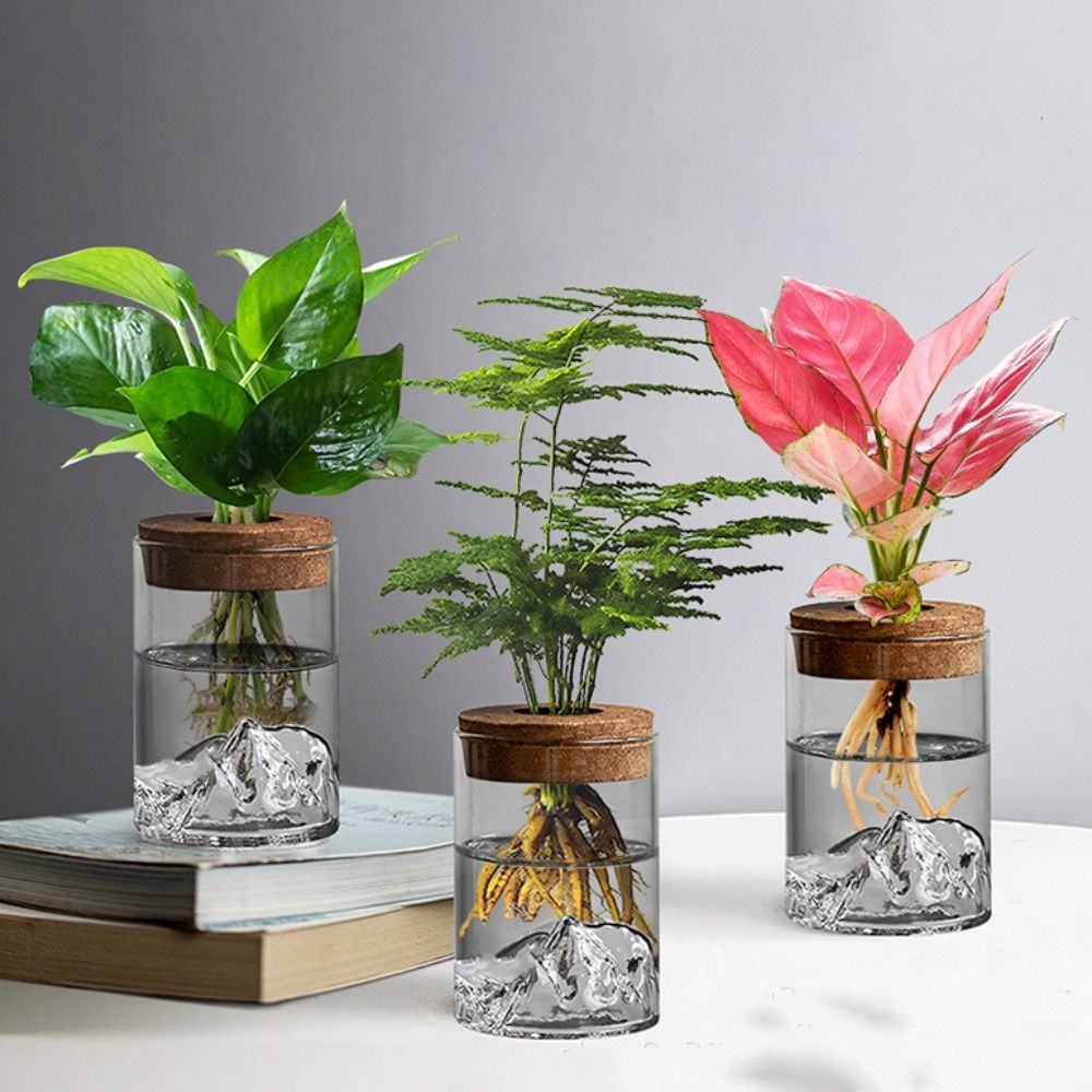 Plants Holder Glass Flower Vase Thickened Transparent Flower Pot Mini Mountain Viewing Bottle