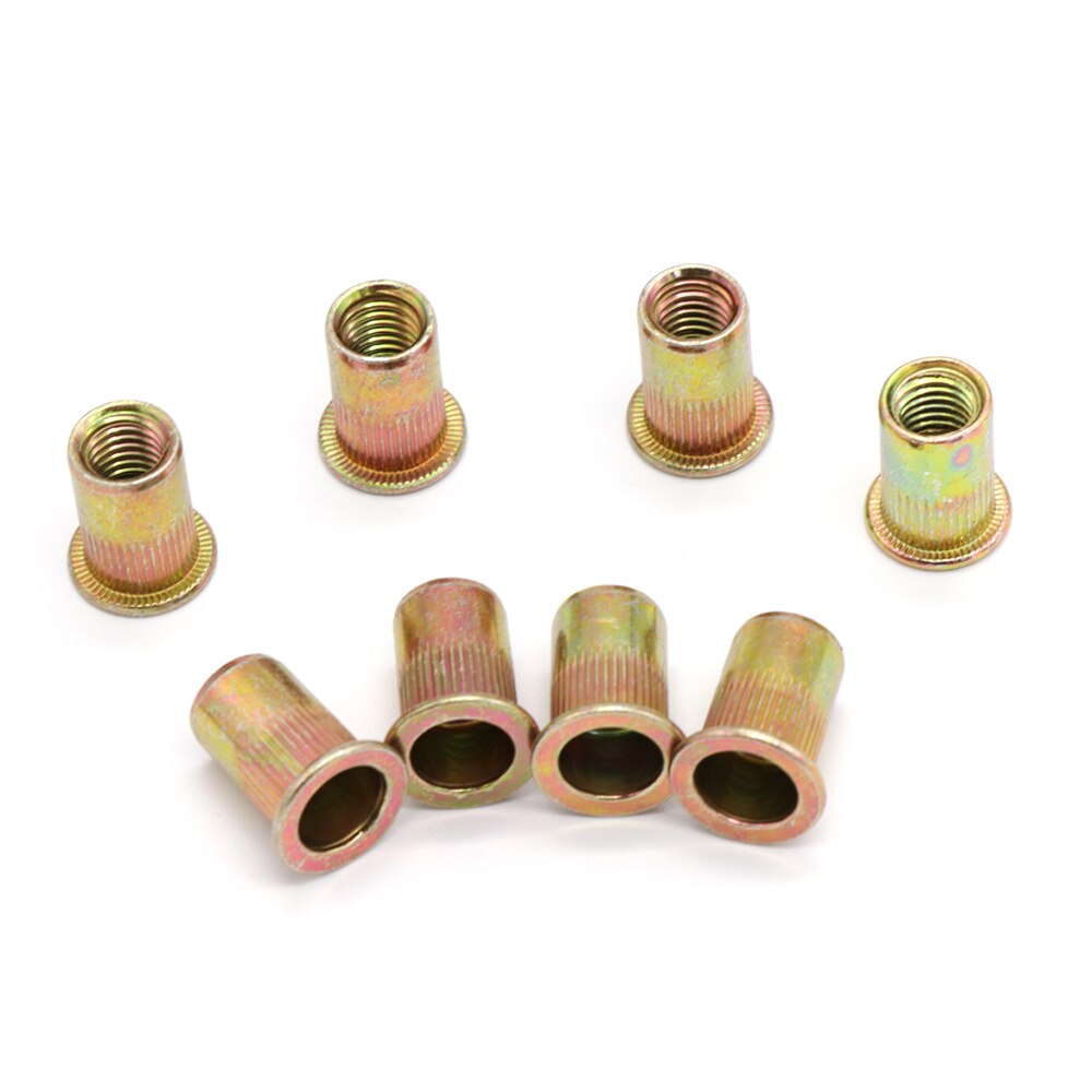 20 Pcs M3 M4 M5 M6 M8 M10 Steel Rivet Nuts Flat Head Threaded Insert Nutsert Cap for Riveter Gun Zinc Plated Carbon