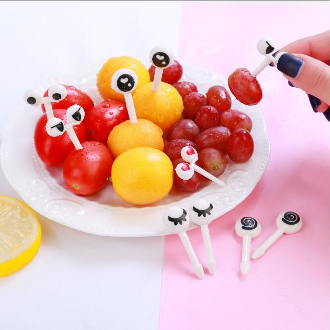Nyhed plastik tegneserie dyr myrer katte musiknote form mad frugt gaffel picks sæt til fest kage dessert bento tilbehør: Lwt 155-10pc