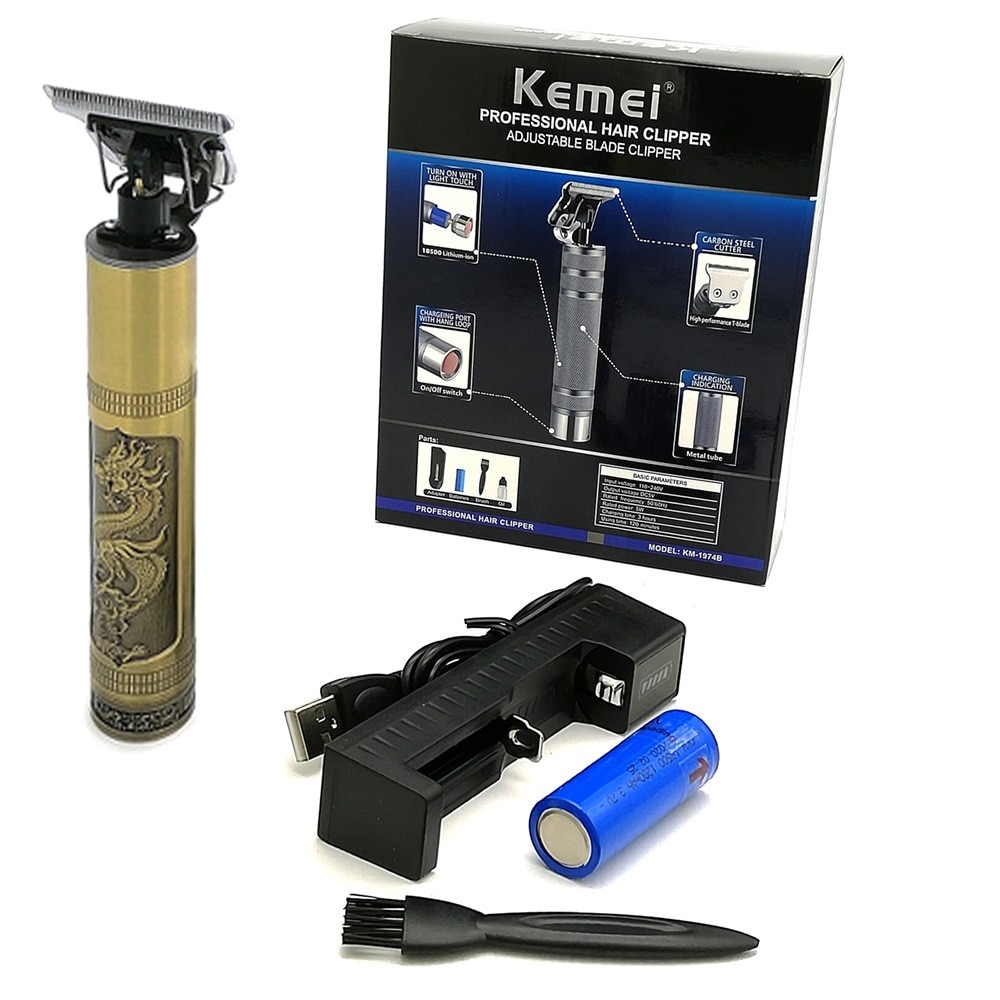 Kemei Glatze kabellos Haar Haarschneidemaschine 0 mm Männlichen Carving Trimmer Glatze Rasieren Schaber Kurze Haare Schneiden Abschluss Maschine