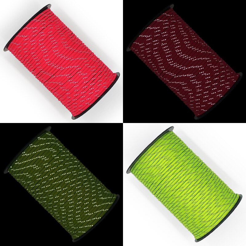 Paracorde réfléchissant, 100M Dia.4mm, corde lumineuse pour tente de Camping, outil d&#39;extérieur