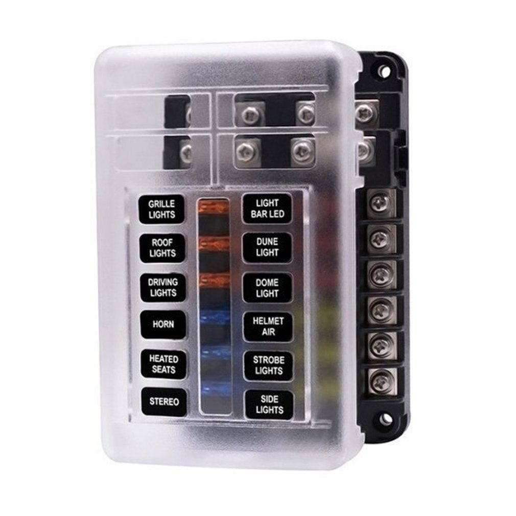 12-Way Car Fuse Box 6 In 6 Out Car Fuse Box Universal Automative Fuse Box With Led Indicator Portable Car Fuse Box