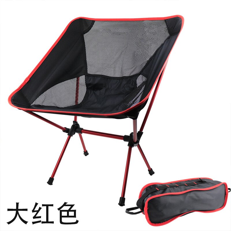 Reizen Ultralight Klapstoel Superhard Hoge Belasting Outdoor Camping Stoel Draagbare Strand Wandelen Picknick Zetel Vissen Gereedschap Stoel: Red