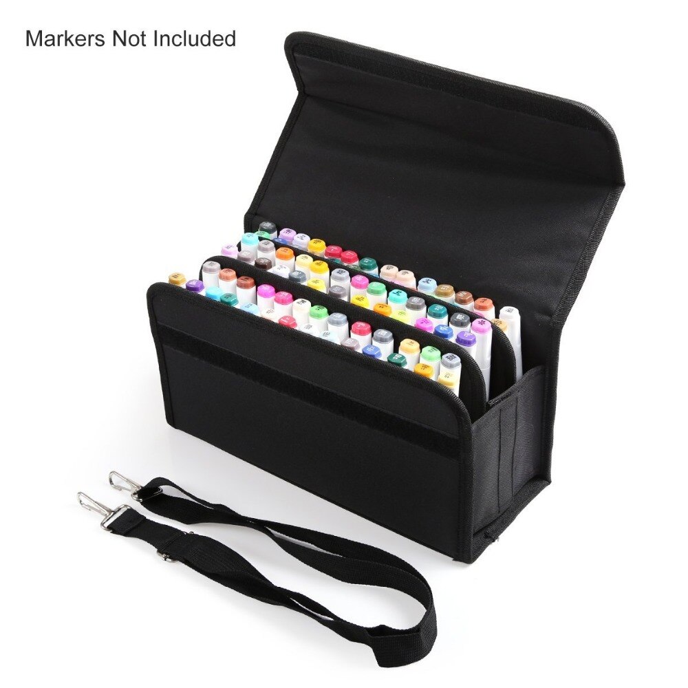 Premium Oxford 80 Slots School Marker Case Markers Bag Holder Marker Pen Painting Draw For kids Student Any Artist