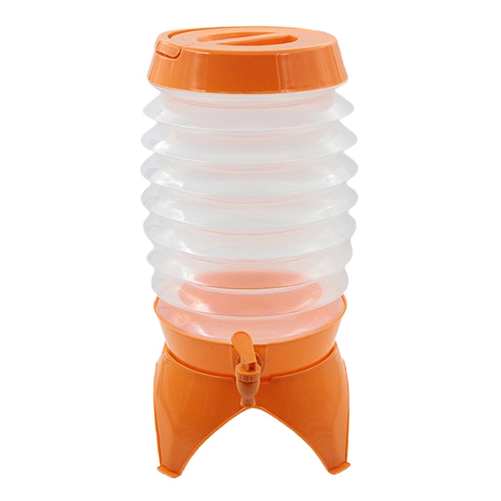 Hopfällbar vattenbehållare 5.5l utomhus camping vandring vatten hink fiske resebärare dricksvatten förvaring kran hink: Orange