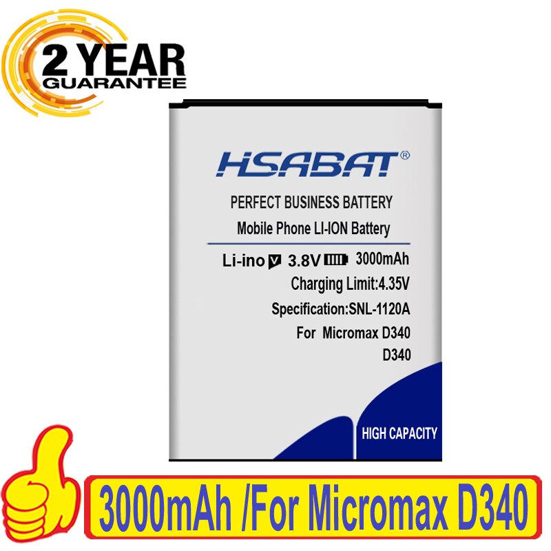 100% Original HSABAT Battery For Micromax Q4202 D340 Q415 Q346 Q334 BQ Strike BQS 5020 BQS-5020 BQS-5020 BQS-5065 BQS 5065