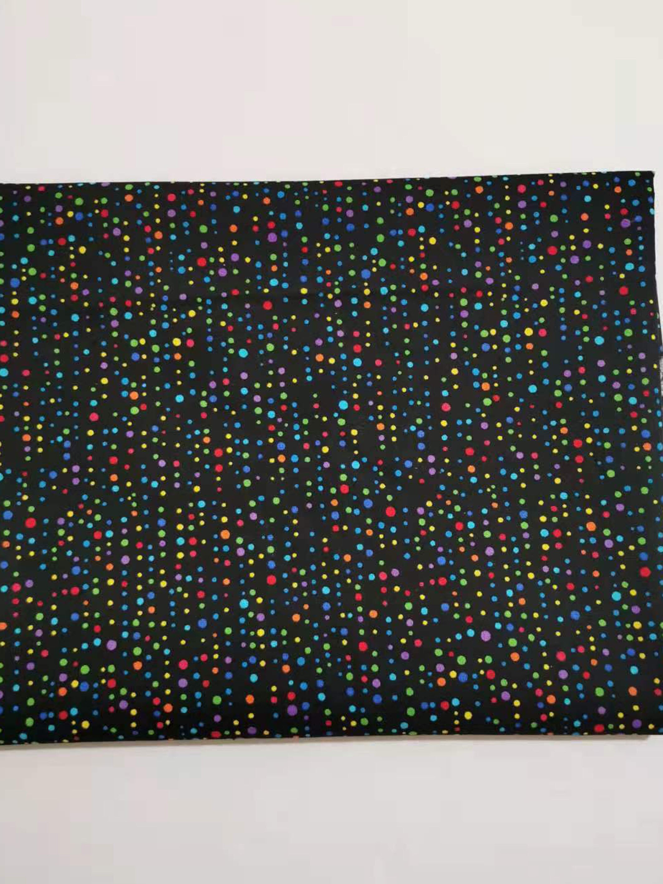 Tissu en coton multicolore arc-en-ciel, plusieurs couleurs, motifs à pois, bricolage, couture de vêtements, Patchwork: black A