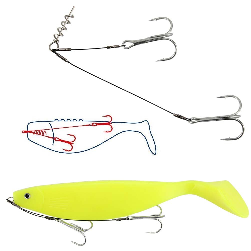 Spinpoler-aparejo de pesca de Lucio, anzuelo #2 #1 #1/0 #2/0 sacacorchos, Stingers afilados de acero al carbono, agudos, superfuerza, 18-30kg