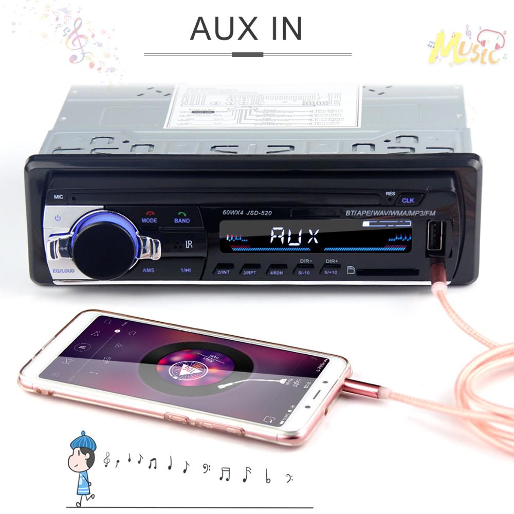 Bluetooth Autoradio Autoradio Radio FM Aux Ingang Ontvanger SD USB JSD-520 12V In-dash 1 din Auto MP3 Multimedia Speler Automotivo