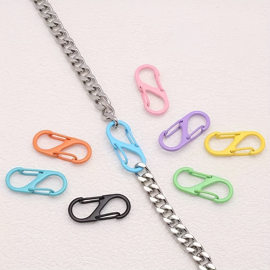 23 stuks mini kleurrijke tassen met dubbele knopen, S-vormige tas-hoedclips, doe-het-zelf sleutelhangeraccessoires met hangende verbindingsringen