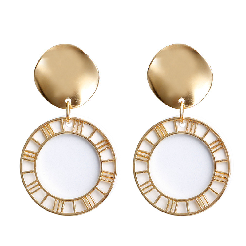 Trendy Zwarte Ronde Metalen Oorbel Voor Vrouwen Goud Glanzend Glad Lange Oorbellen Statement Sieraden Pendientes Bijoux: E949BAI