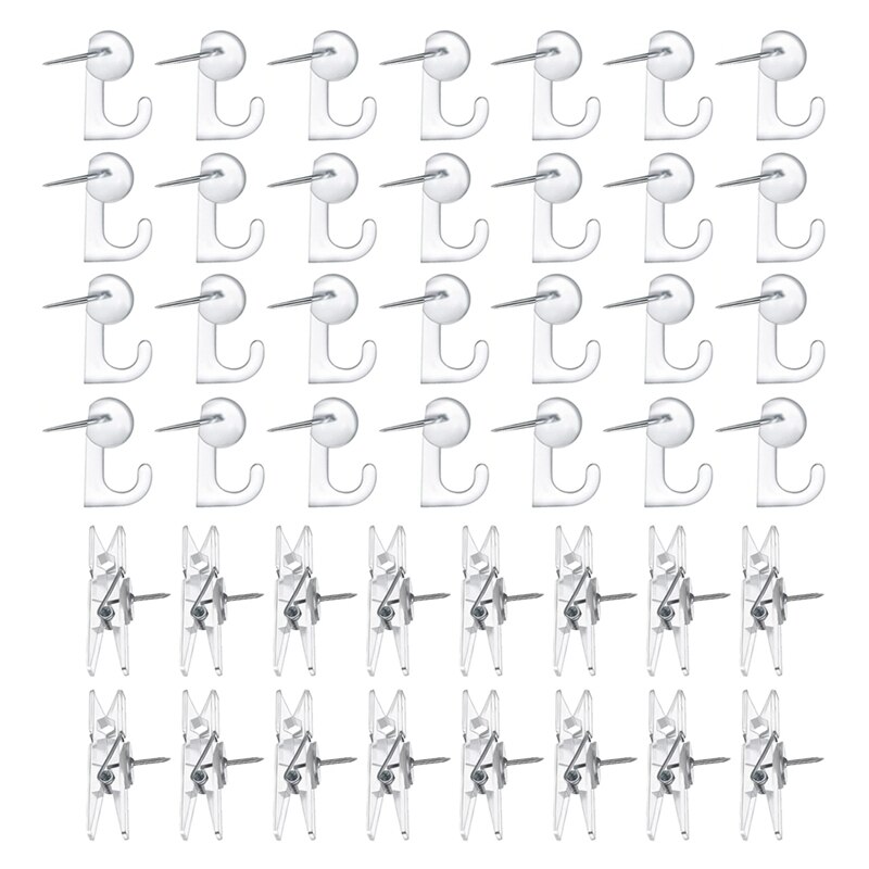 Push Pin Hook Clear Thumb Tack,Push Pins Hook with Clear Push Pin Clips Paper Marking Clip Pins for Cork Board Map Photo: Default Title