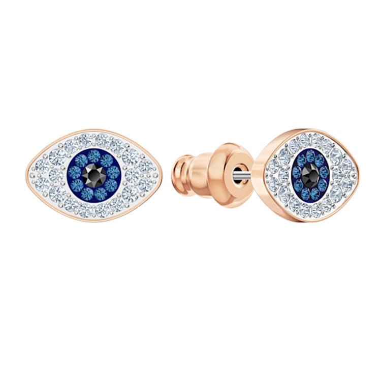 Blue Devil's Eye Necklace Icy Wind Pendant Rose Gold Bracelet Tassel Female Earrings Jewelry Sets: A6