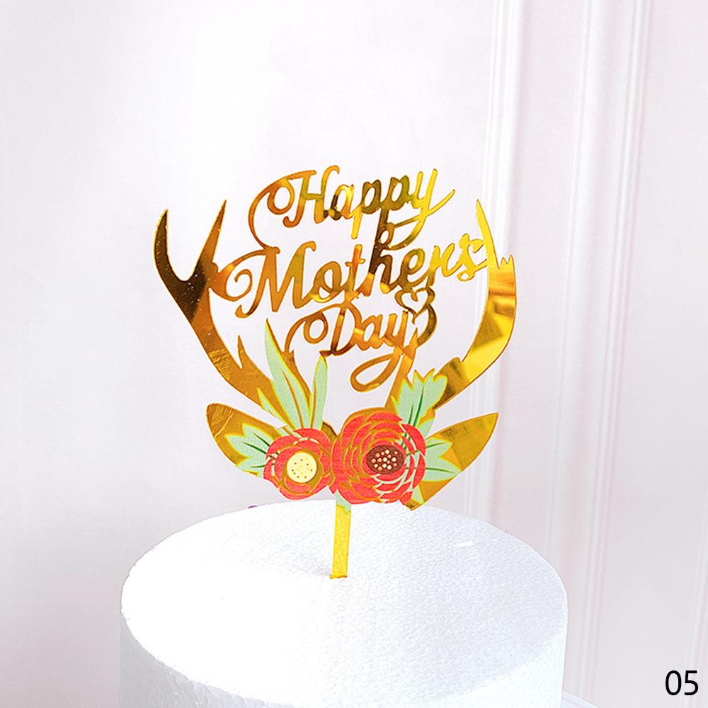 Acryl Gelukkige Verjaardag Cake Topper Resuable Hart Letters Guirlande Anniversary Topper Cupcake Dessert Decor Feestartikelen: Happy Mother Day