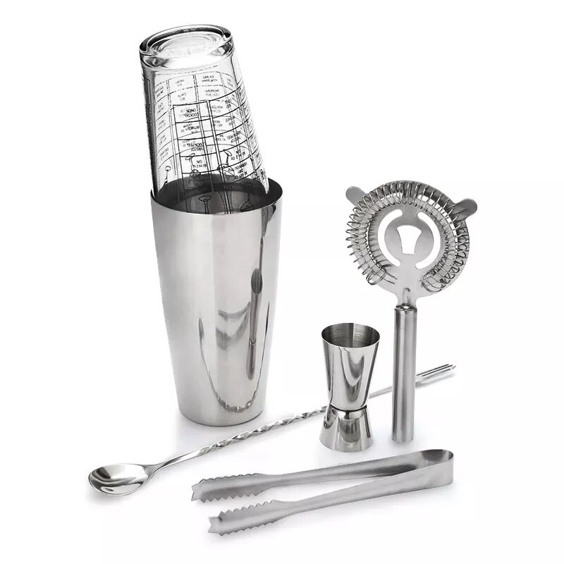 Cocktail Shaker Bar Set Rvs Lounge Cup Boston Shaker Cocktail Shaker: Set 2 -6pcs