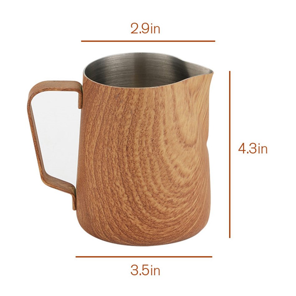 Koffie Melkkan 350/600Ml Graining Rvs Opschuimen Werper Pull Bloem Cup Espresso Frothers Mok Koffie Barista gereedschap: 600ML