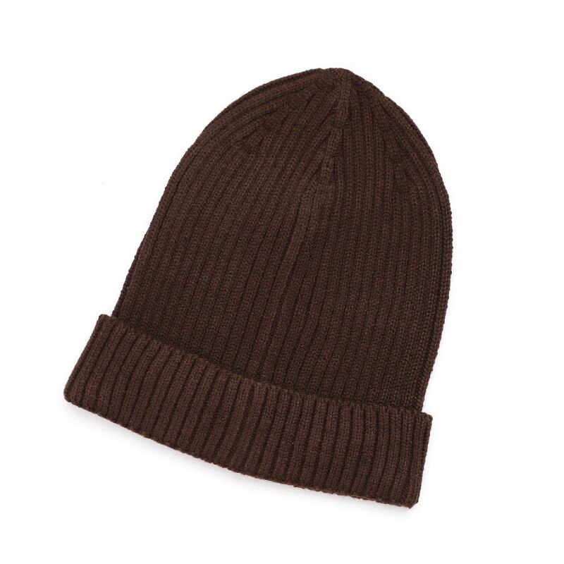 unisexe laine épais casquettes Simple solide chapeau mélanges doux Fine fil tricoté chapeau bonnets laine hiver printemps casquettes Skullies: Marron