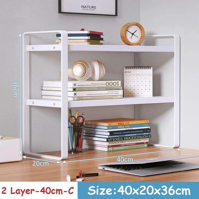 30/40 cm Schreibtisch Bücherregal Stahl Holz Schreibtisch verwöhnen mehrschichtig Kosmetik Lagerung Gestell Haushalt Schlafsaal Büro Schreibtisch Organisatoren: Silber