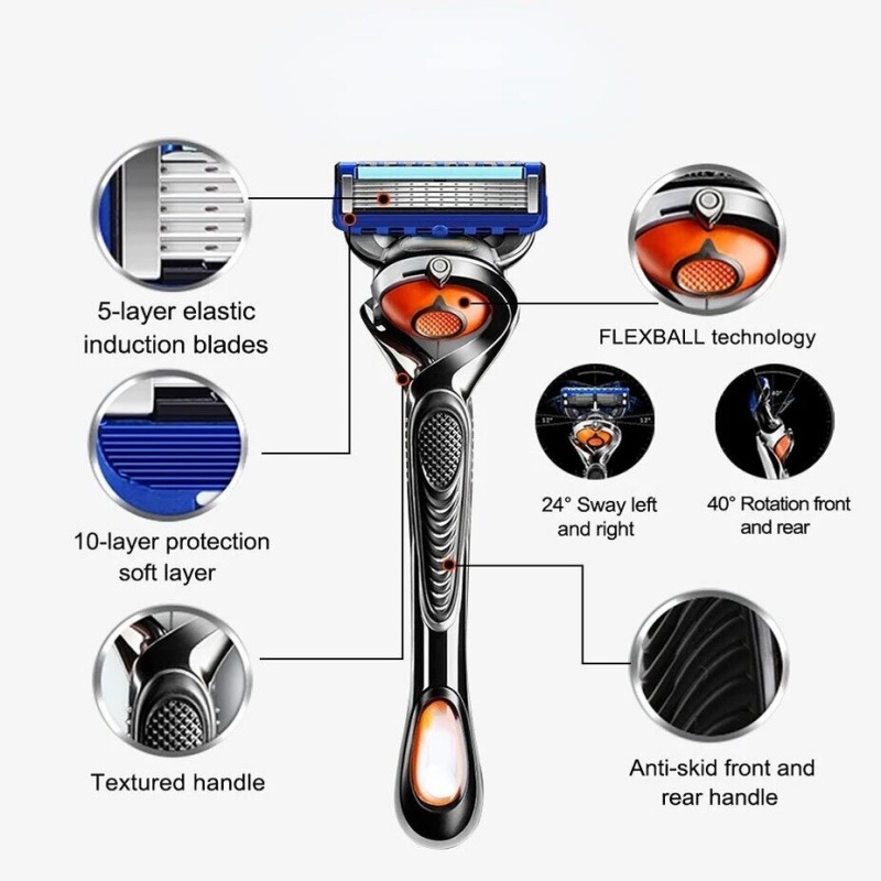 16/12/8/4 st. rakblad med keramisk beläggning i 5- lager – reducerad friktionsteknik för användare av vintage säkerhetshyvlar