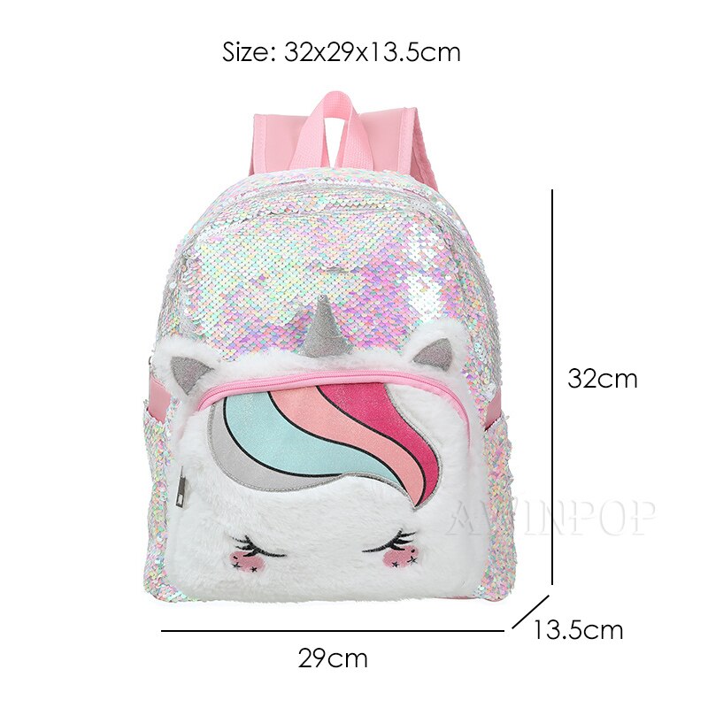 Mermaid Sequin Backpack for Girls Children Large 3D Cartoon Unicorn School Bag Teenager Hologram Heart Love Backpack: 10