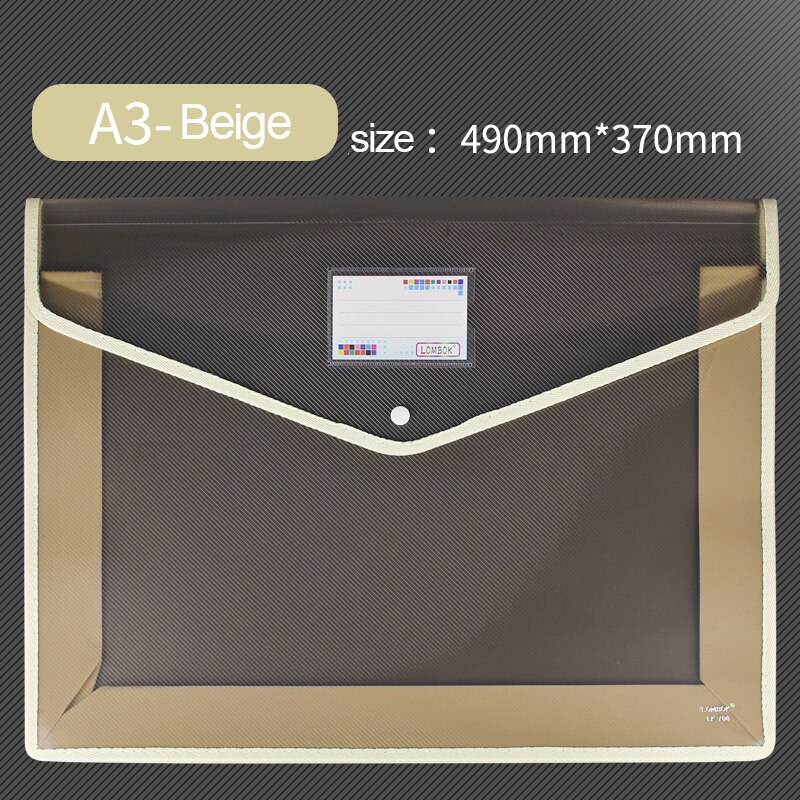 Extra Large A3 Document Bag Snap Button Bag 8k Drawing Paper Simple Data File Painting Work Storage Bag Large Information Bag: Beige