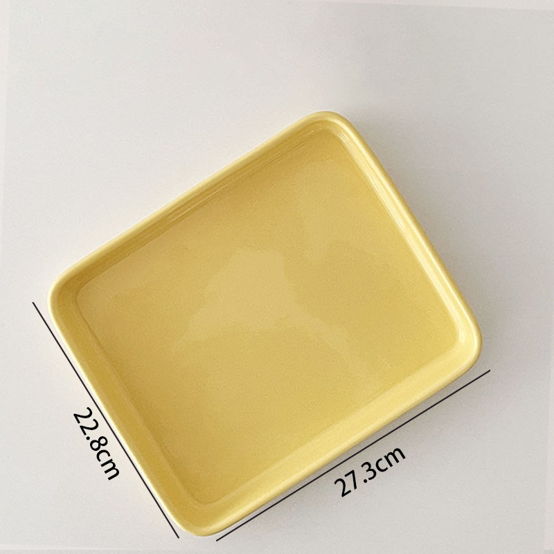 European Ceramic Plate Simple Rectangle Western Restaurant Bakeware Dining Room Desktop Fruit Salad Plates Kitchen Tableware: B-large