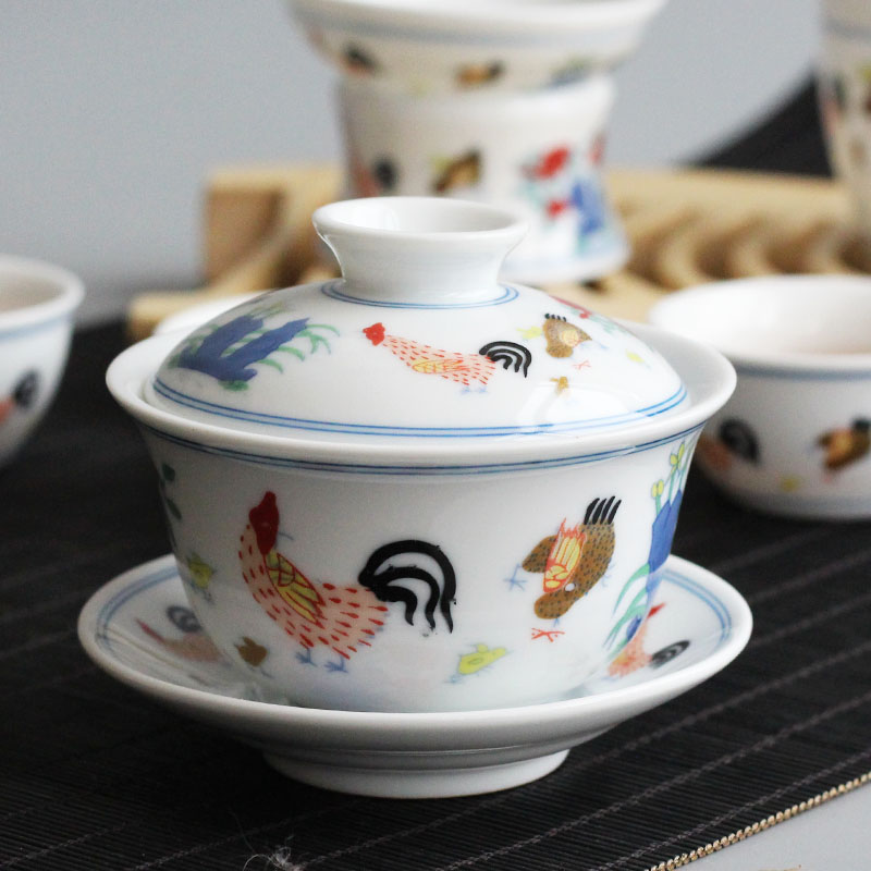 Juego de té chino de gallo arcaístico, tetera, juego de tazas, artículos de té para el hogar, juego de Ceremonia de té, juego de té de porcelana