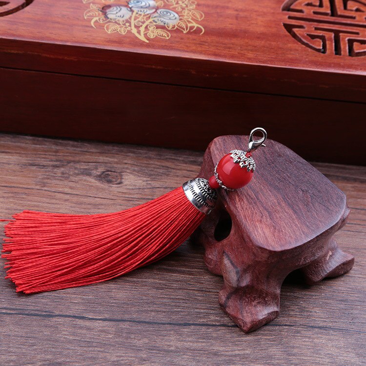Pendentif à franges en mousqueton, 5 pièces, DIY, bijoux pour rideaux, accessoires décoratifs pour vêtements, sac pour clés de voiture, pompon artisanal pendentif: Red