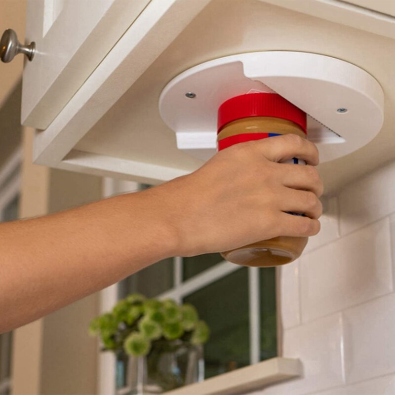 Grip Jar Opener,Off Jar Opener Under Cabinet Jar Lid &amp; Bottle Opener Multi Function Jar Opener, Suitable for Any Size
