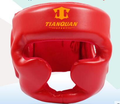 Boksehjelm lukket type boksehovedbeskyttelse sparring mma muay thai kickbøjle hovedbeskyttelse: Rød / 50to 54cm hoved