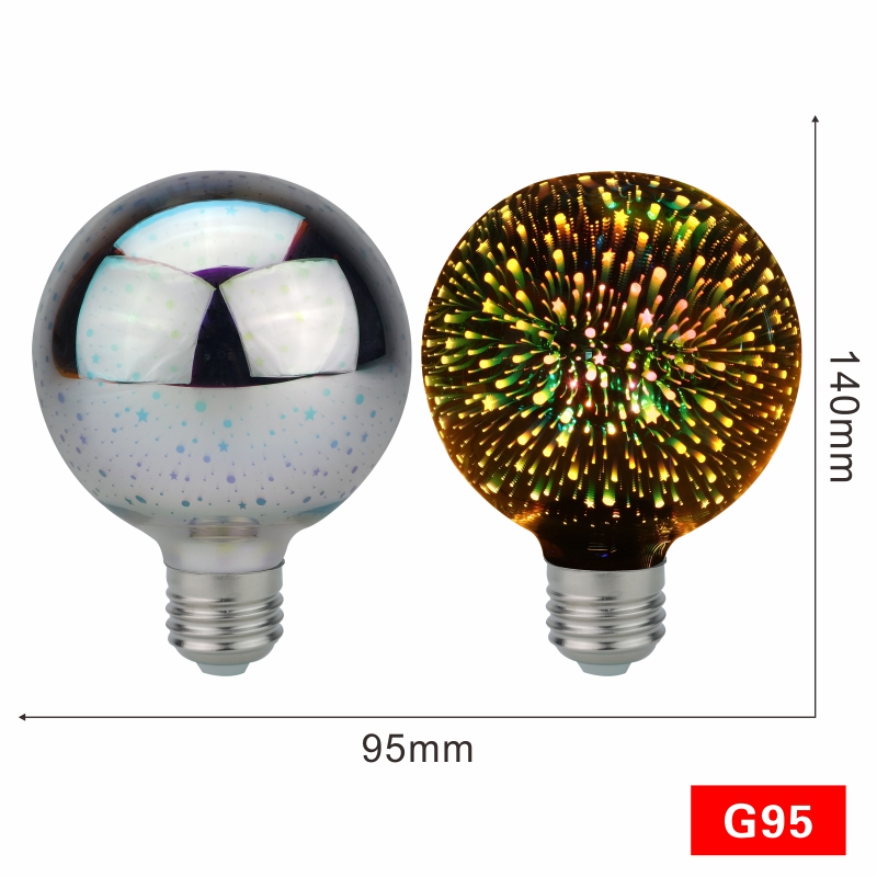 Bombilla Led decoración 3D bombilla 220V ST64 G95 G80 G125 A60 E27 luces navideñas novedad Lamparas: G95