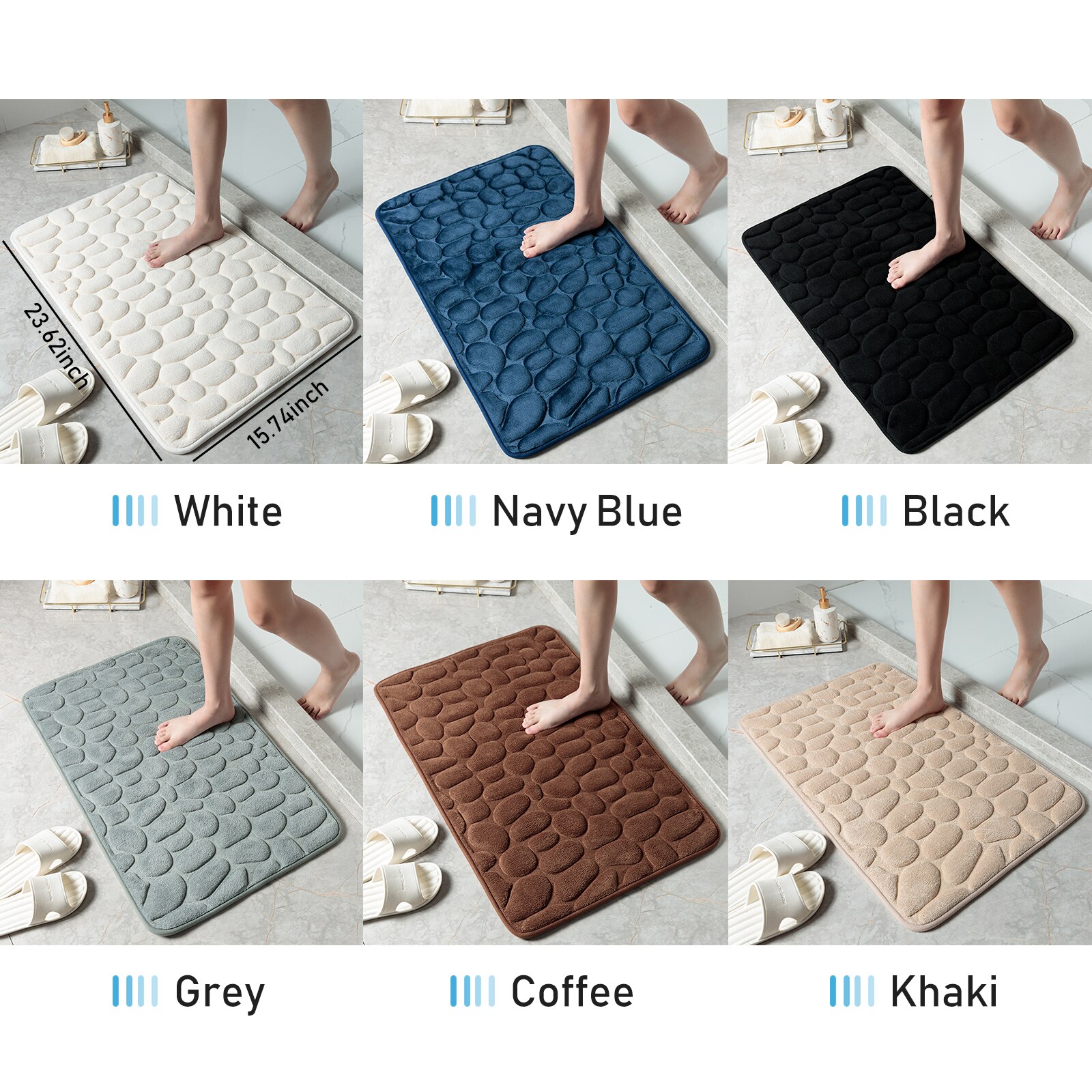 Badkamer Mat Antislip Pebble Tapijten Absorberende Memory Foam Wasbare Geplaveide Reliëf Tapijt Badkamer Decor Mat