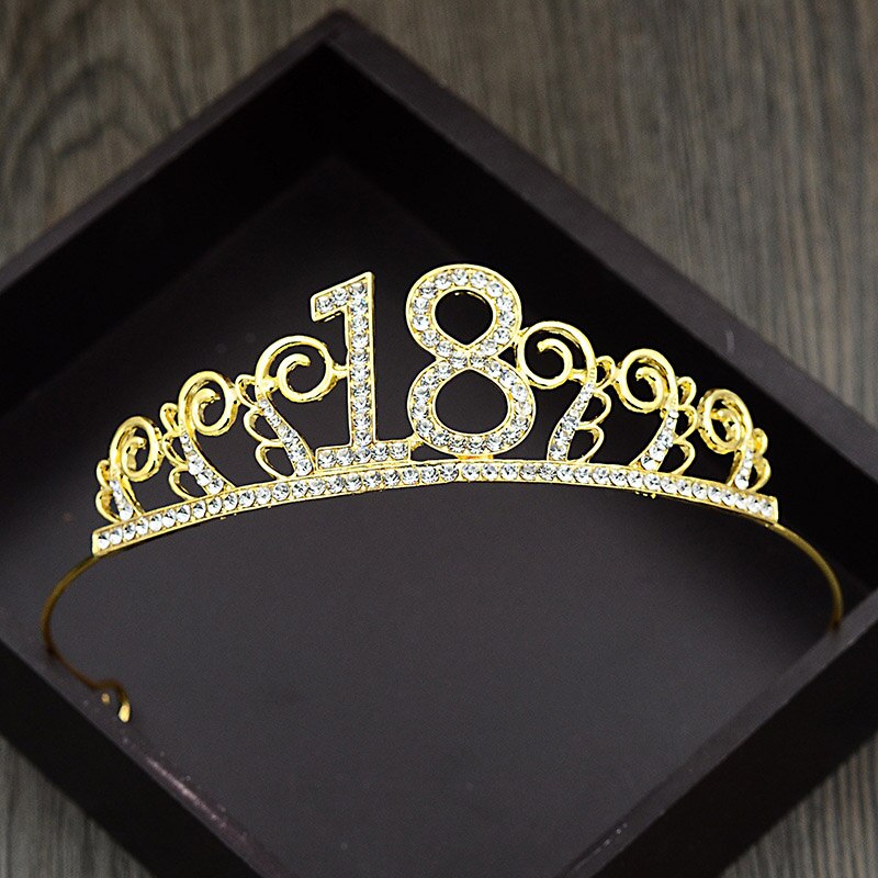 Di cristallo del Diadema Corona Torta di compleanno corona Bambini Del Bambino Prom Copricapo Capelli Ornamenti Dei Capelli Del Partito Dei Monili Accessori: Gold Tiara 04
