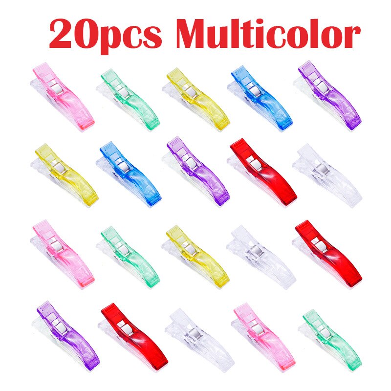 Clips de costura para manualidades, suministro de plástico mezclado para oficina y hogar, soporte para Patchwork, DIY: 20pcs  Multicolor