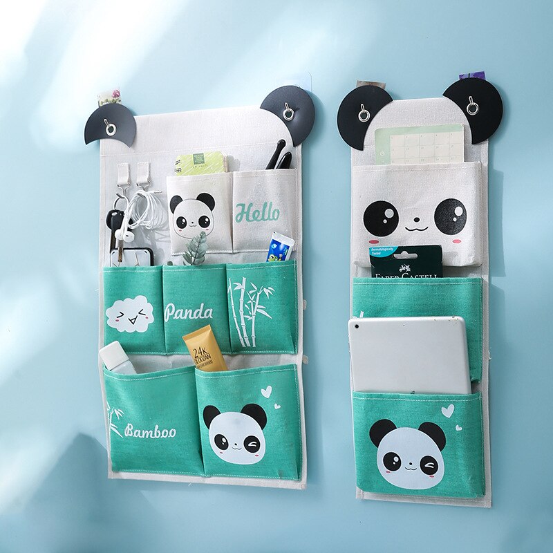 panda mønster vegghengt garderobe arrangør mangfoldig oppbevaringspose smykker hengende veggpose heng kosmetikk leker arrangør