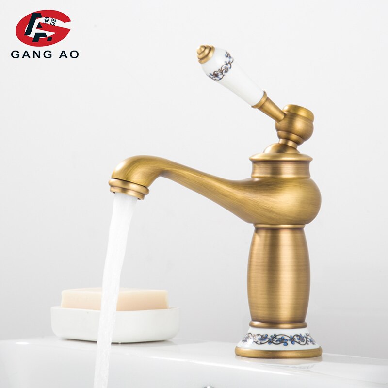 Bathroom Faucet Antique Bronze Finish mic Brass Basin bathroom sink tap Faucets Single Handle Water Mixer Taps water mixing valv