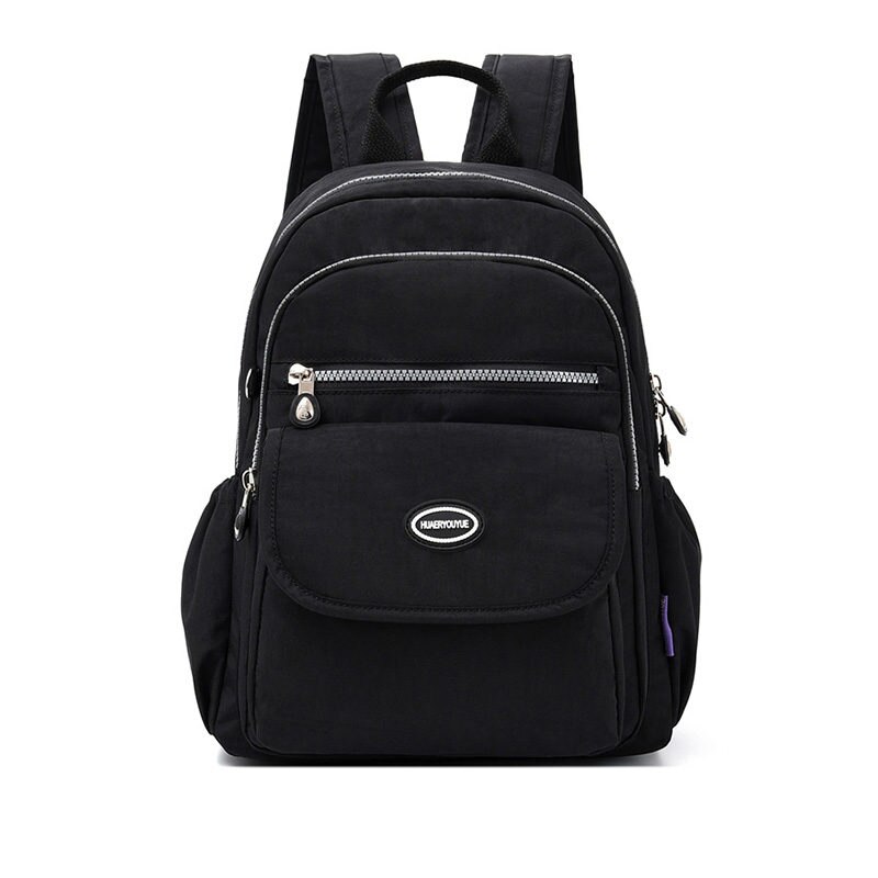 Zaino in Nylon per Le Donne di Scuola di Viaggi Borse a Spalla Multifunzione Zaino di Scuola di Nylon Impermeabile Zaini per Adolescenti: Black / 28x10x37cm