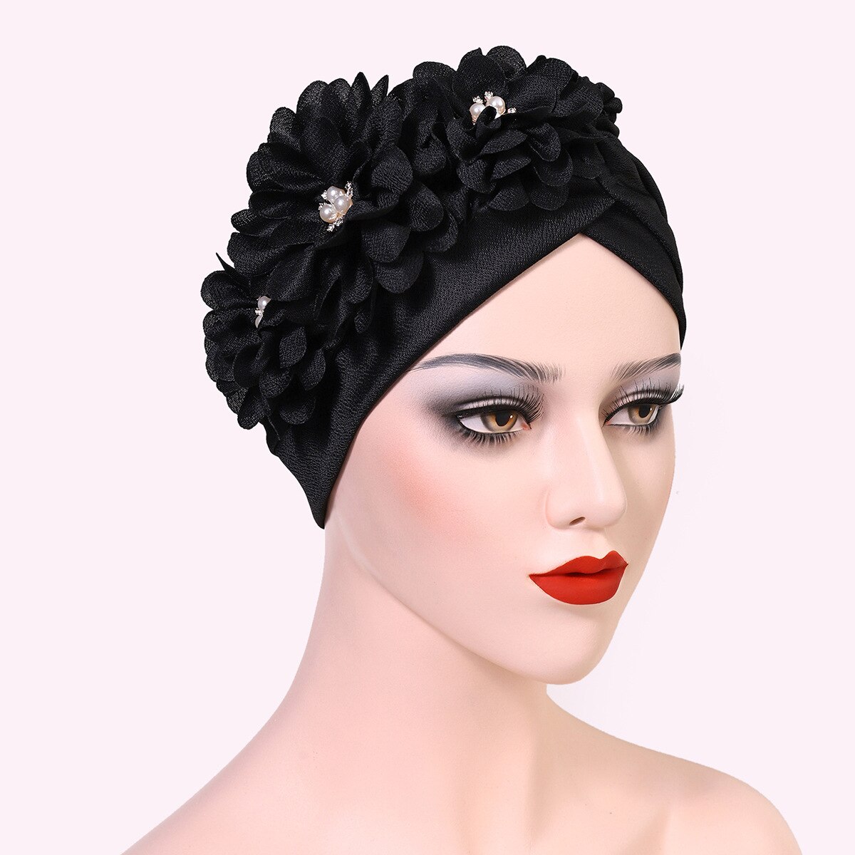 Turbante africano de flores y plumas para Mujer, gorro de , pañuelo musulmán para la cabeza, gorros para de boda, Turbante Autogele para Mujer