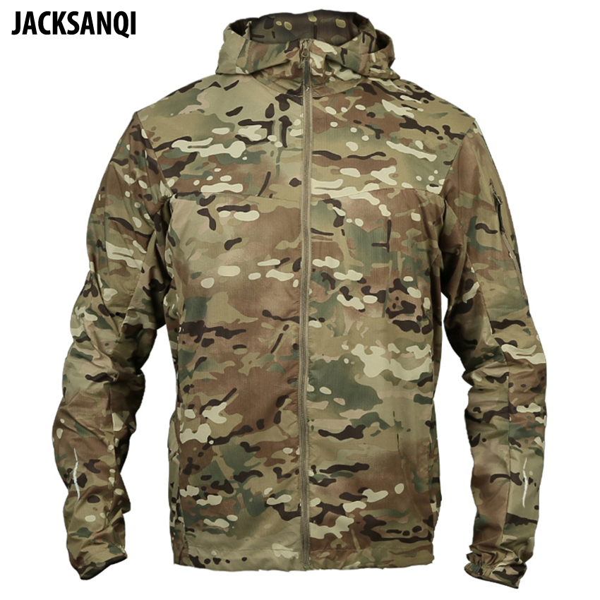 JACKSANQ Men's Hiking Hooded Quick Dry Skin Clothing Outdoor Sport Sun Protection Camping Trekking Climbing Male Overcoat RA340