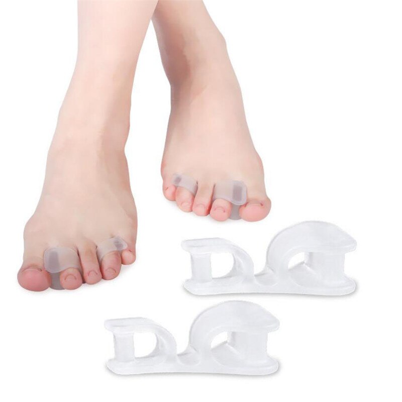 2 Stuks Grote Teen Twee Gat Duim Valgus Teen Separator Siliconen Gel Voet Vingers Protector Corrector Pedicure Foot Care Tool
